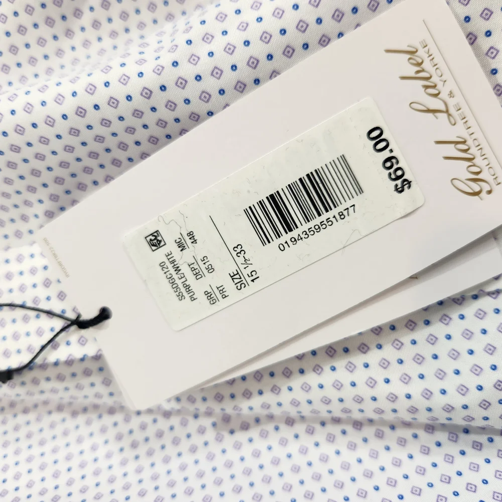 Roundtree & Yorke White and Blue Patterned Dress Shirt - Picture 3 of 13